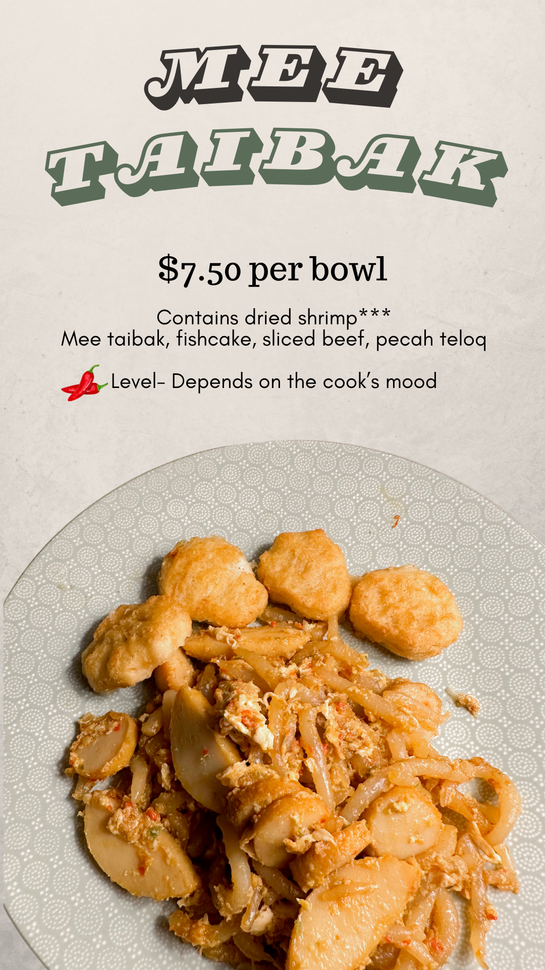 Mee Taibak PEDAS (22nd November)